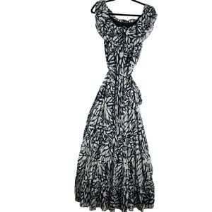 NEW MSK Flowy Tiered Abstract Lined Chiffon Maxi Dress Cottage Core Feminine 8